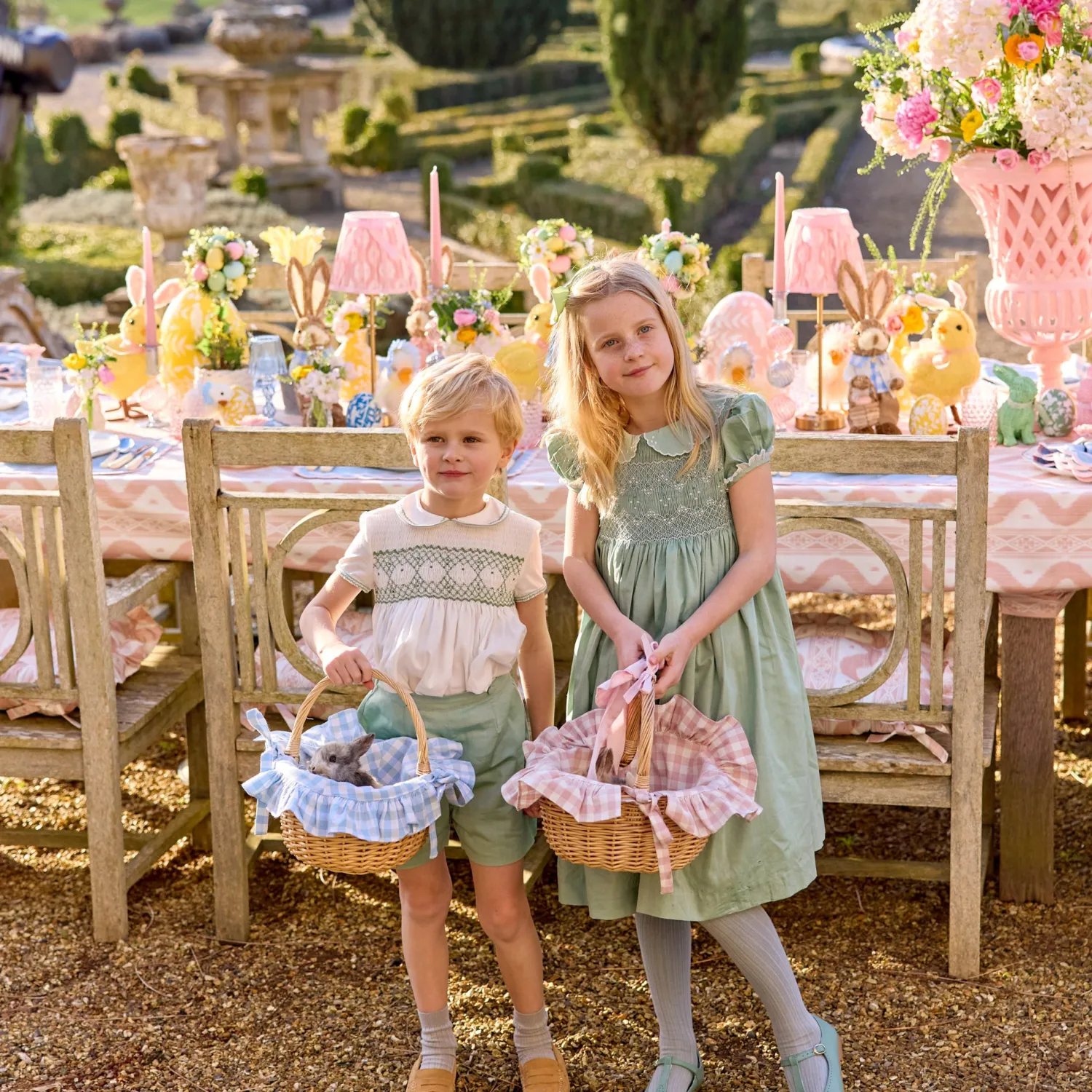 Mrs. Alice Pink Gingham Basket< Spring Decorations