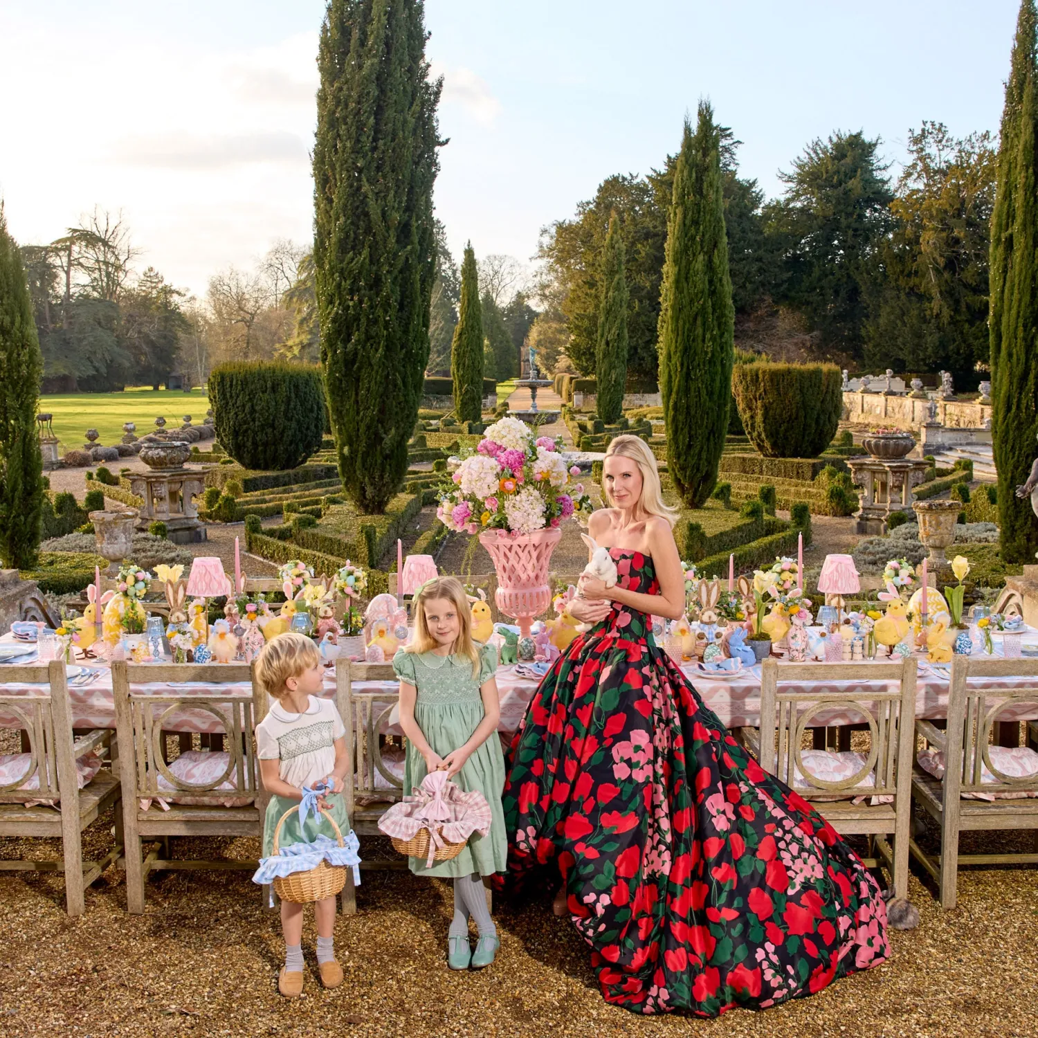 Mrs. Alice Pink Gingham Basket< Spring Decorations