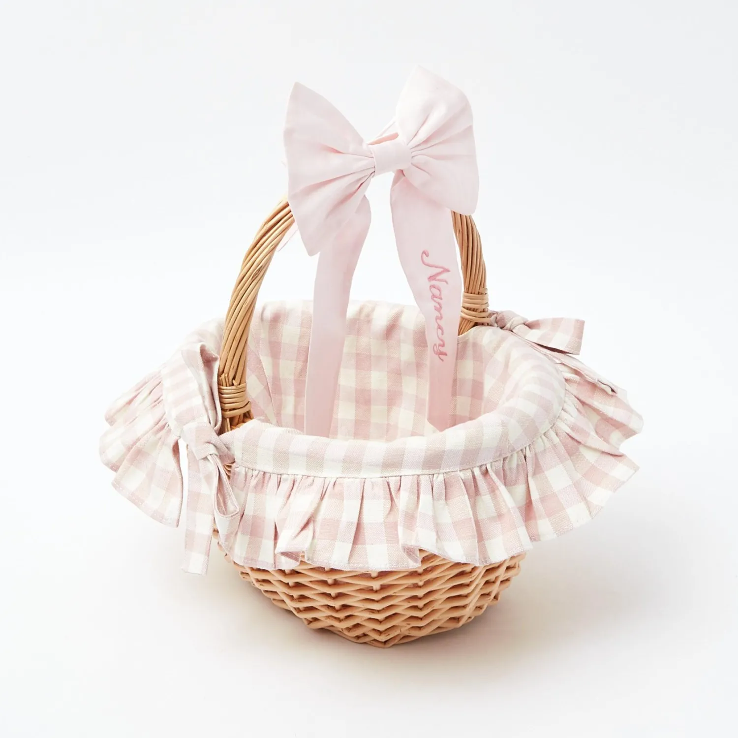 Mrs. Alice Pink Gingham Basket< Spring Decorations