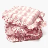 Mrs. Alice Pink Gingham Ruffle Seat Pad Cushion (Set of 4)< Cushions