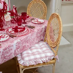 Mrs. Alice Pink Gingham Ruffle Seat Pad Cushion (Set of 4)< Cushions