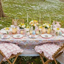 Mrs. Alice Pink Gingham Ruffle Seat Pad Cushion (Set of 4)< Cushions