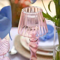 Mrs. Alice Pink Glass Lantern Tea Light Holder (Pair) - 24cm< Summer Candleware | Candle Holders