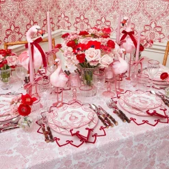 Mrs. Alice Pink Glass Lantern Tea Light Holder Set< Summer Candleware | Candle Holders