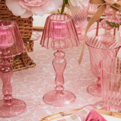 Mrs. Alice Pink Glass Lantern Tea Light Holder (Pair) - 24cm< Summer Candleware | Candle Holders