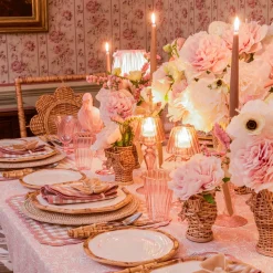 Mrs. Alice Pink Glass Lantern Tea Light Holder (Pair) - 24cm< Summer Candleware | Candle Holders