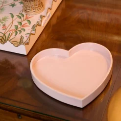 Mrs. Alice Pink Heart Lacquer Tray< Trays