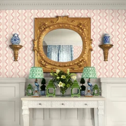 Mrs. Alice Pink Ikat Stripe Wallpaper< Serena Fresson Wallpapers