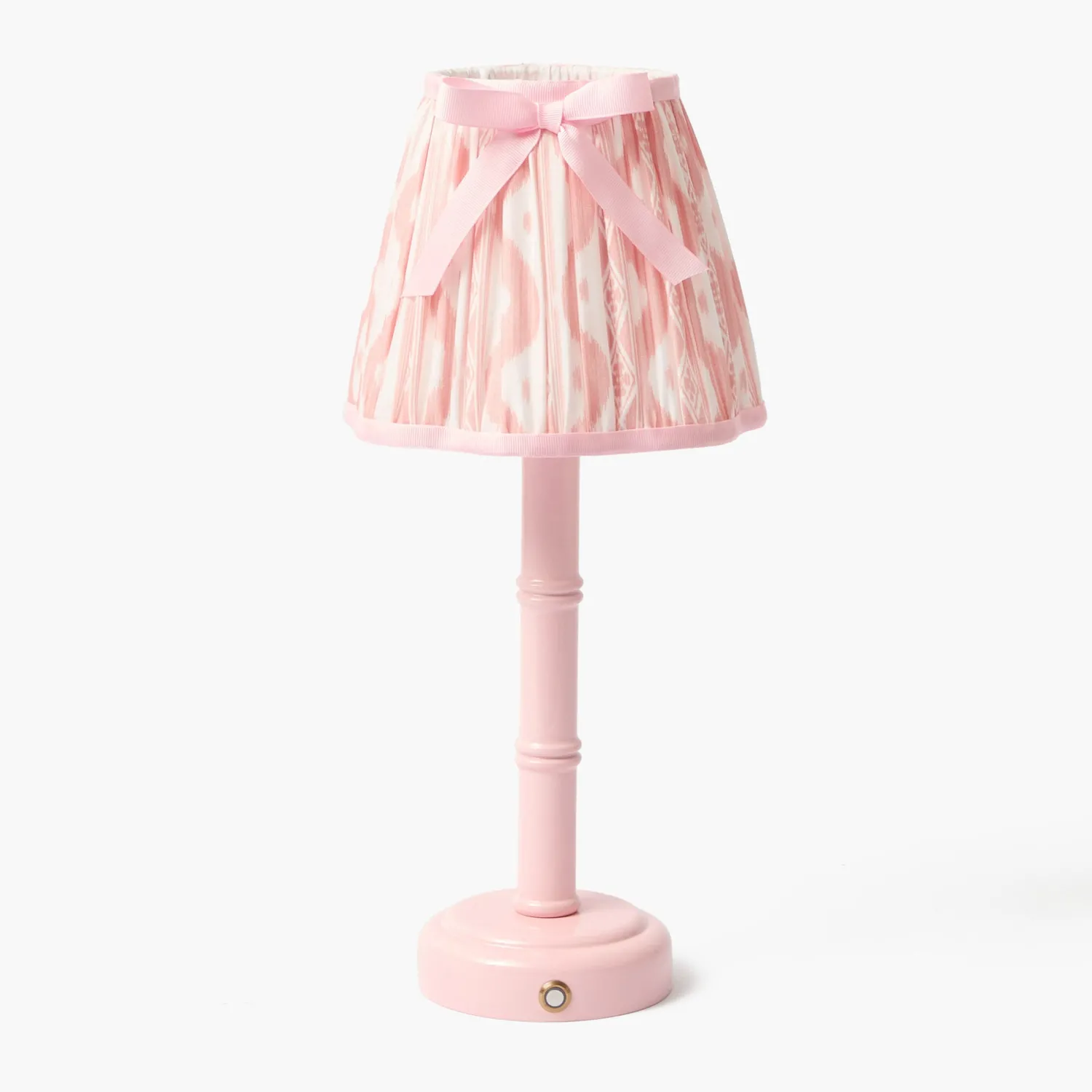 Mrs. Alice Pink Leonora Lacquer Rechargeable Lamp with Pink Ikat Bow Shade (18cm)< Rechargeable Table Lamps | For Her