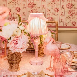 Mrs. Alice Pink Leonora Lacquer Rechargeable Lamp with Pink Ikat Bow Shade (18cm)< Rechargeable Table Lamps | For Her