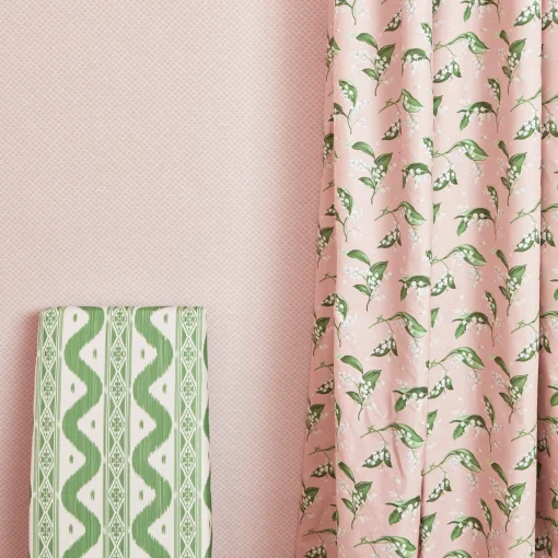 Mrs. Alice Pink Lily of the Valley Fabric< Serena Fresson Fabrics