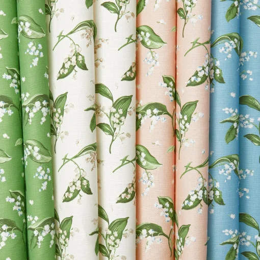 Mrs. Alice Pink Lily of the Valley Fabric< Serena Fresson Fabrics