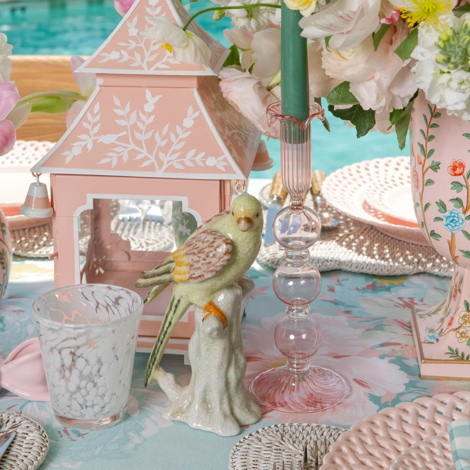 Mrs. Alice Pink Mini Chinoiserie Pagoda Lanterns (Pair)< Summer Candleware | Year-round Decorations