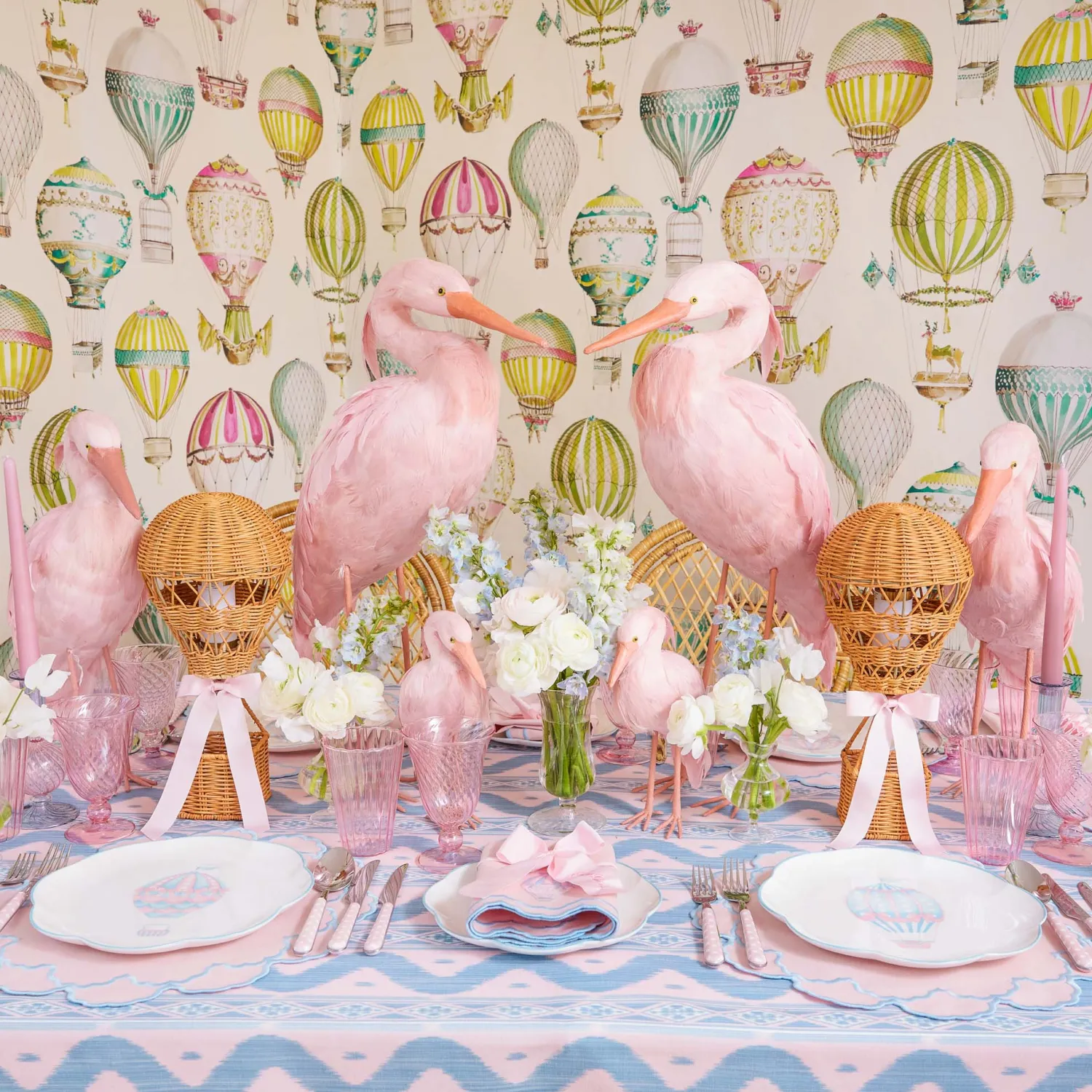 Mrs. Alice Pink Saskia Stork (Pair) - 60cm< Spring Decorations