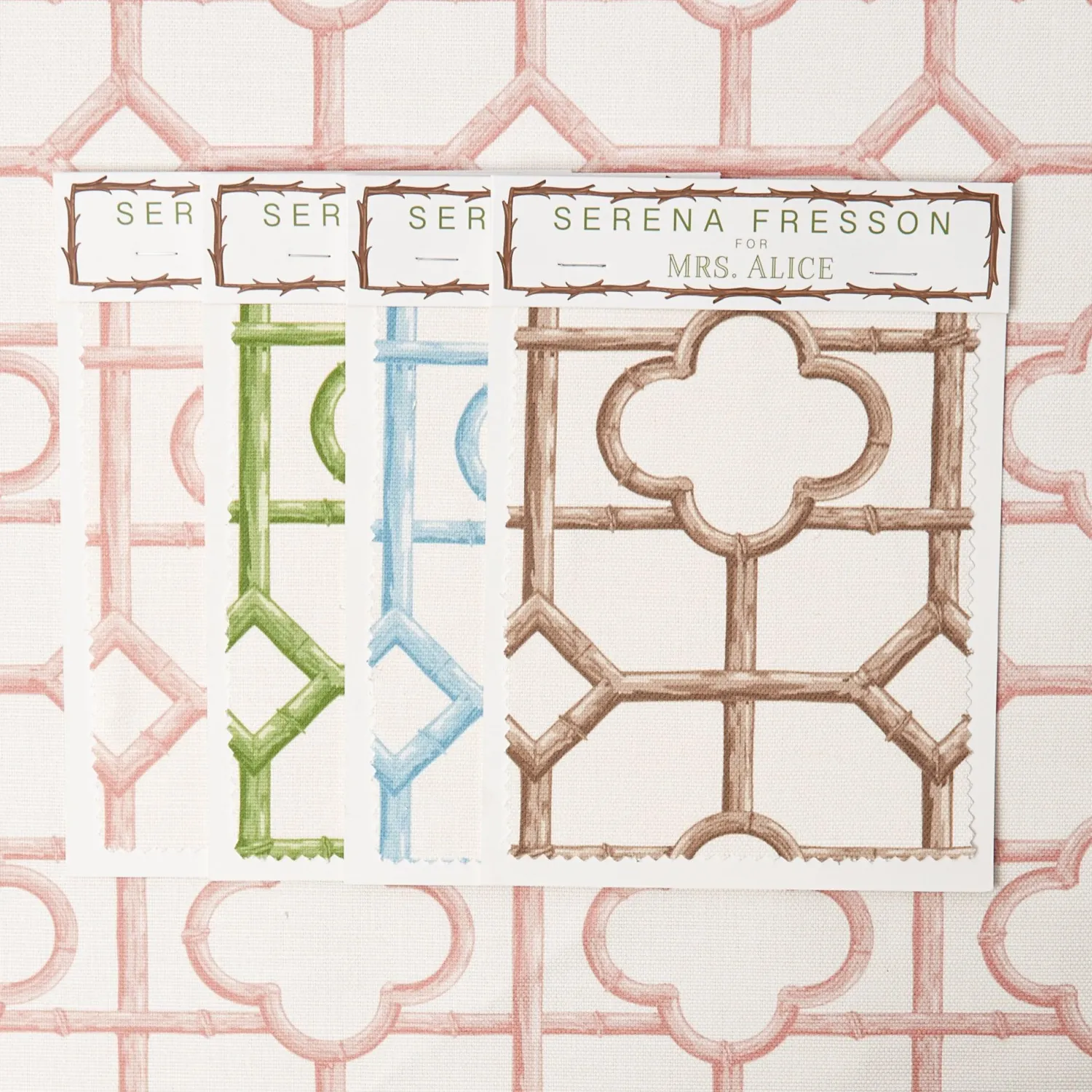 Mrs. Alice Pink Shaded Bamboo Fabric< Serena Fresson Fabrics