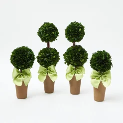 Mrs. Alice Potted Boxwood Ball with Green Bow (Pair)< Spring Decorations