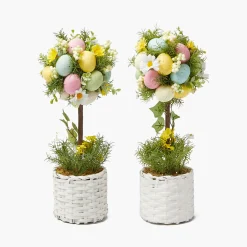 Mrs. Alice Potted Easter Egg Tree (Pair)< Spring Decorations