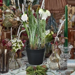 Mrs. Alice Potted Faux Frosted Snowdrop (Pair)< Christmas Decorations