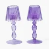 Mrs. Alice Purple Glass Lantern Tea Light Holder (Pair) - 18cm< Candle Holders | Tea Light Lanterns