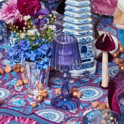 Mrs. Alice Purple Glass Lantern Tea Light Holder (Pair) - 18cm< Candle Holders | Tea Light Lanterns