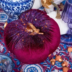 Mrs. Alice Purple Glitter Pumpkin (Pair)< Autumn Decorations