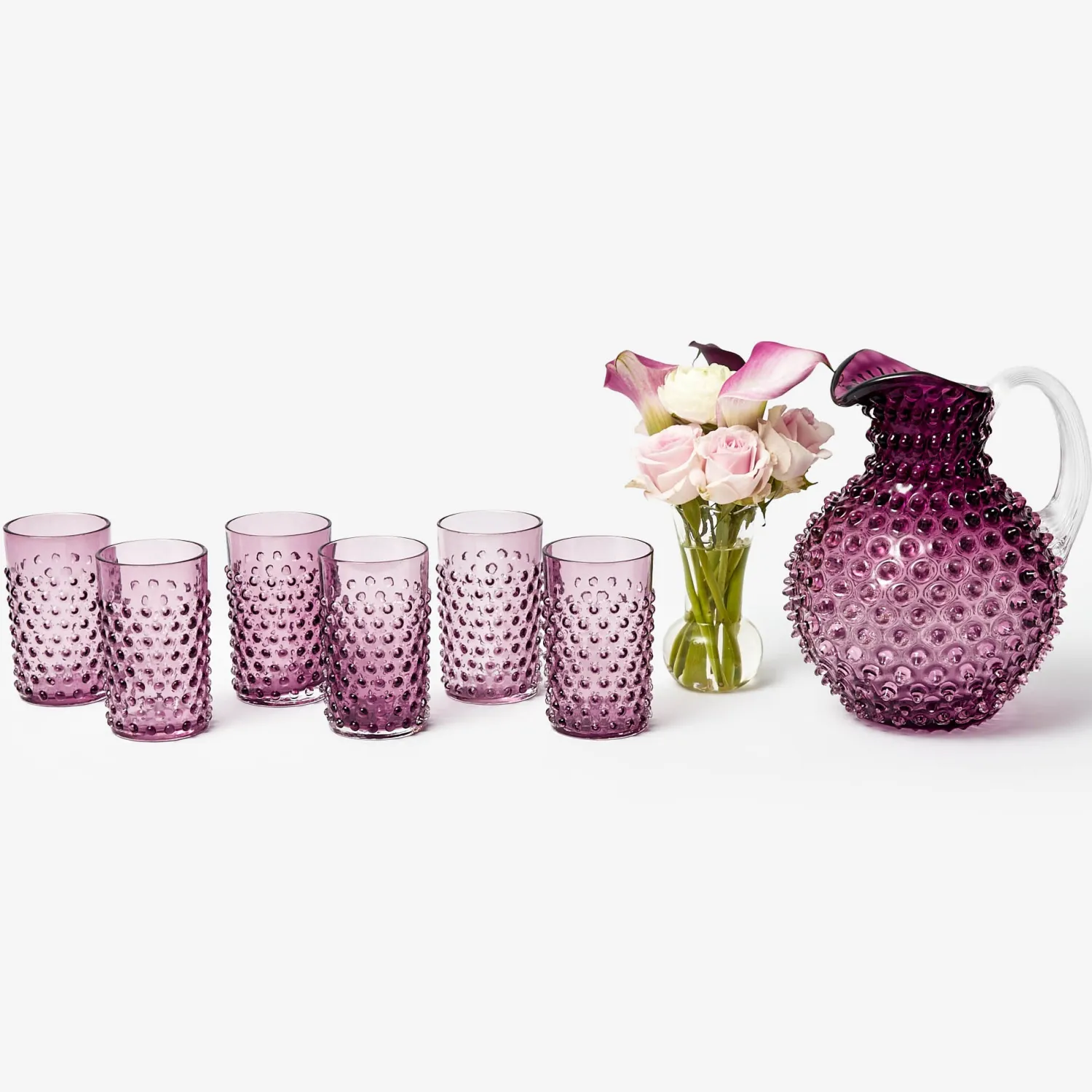Mrs. Alice Purple Hobnail Jug & Glasses (Set of 6)< Summer Glassware | Glassware Sets