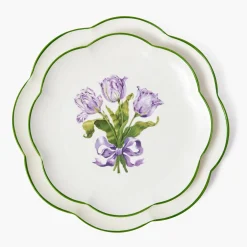 Mrs. Alice Purple Tulip Dinner & Starter Plates (Set of 8)< Crockery Sets