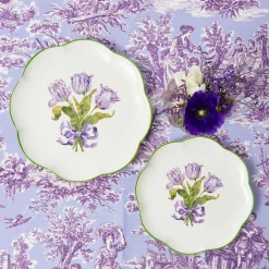 Mrs. Alice Purple Tulip Dinner & Starter Plates (Set of 8)< Crockery Sets