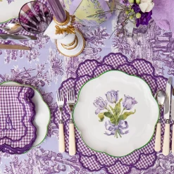 Mrs. Alice Purple Tulip Dinner Plates (Set of 4)< Dinner Plates | Crockery Sets