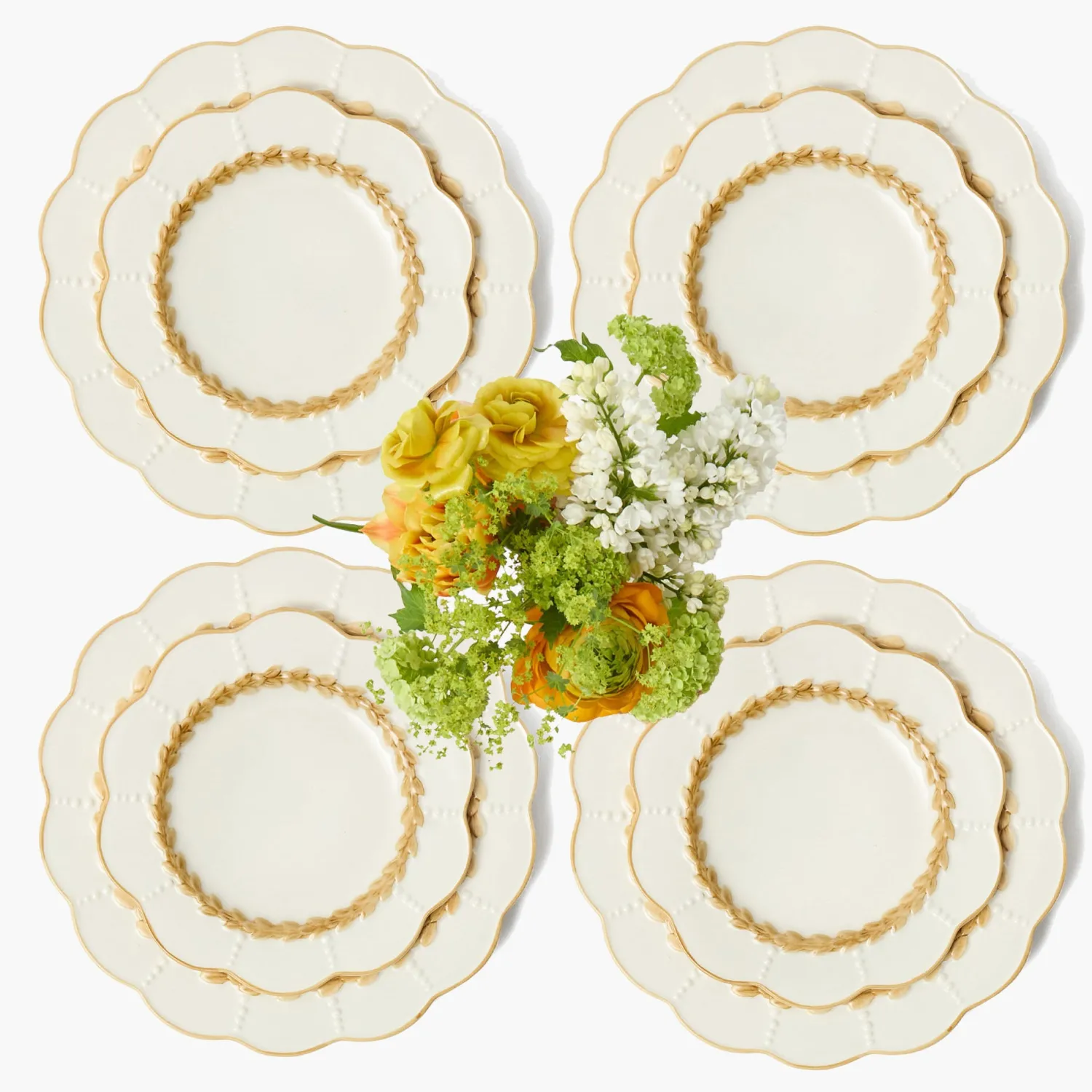 Mrs. Alice Putty Laurel Dinner & Starter Plates (Set of 8)< Summer Crockery | Crockery Sets