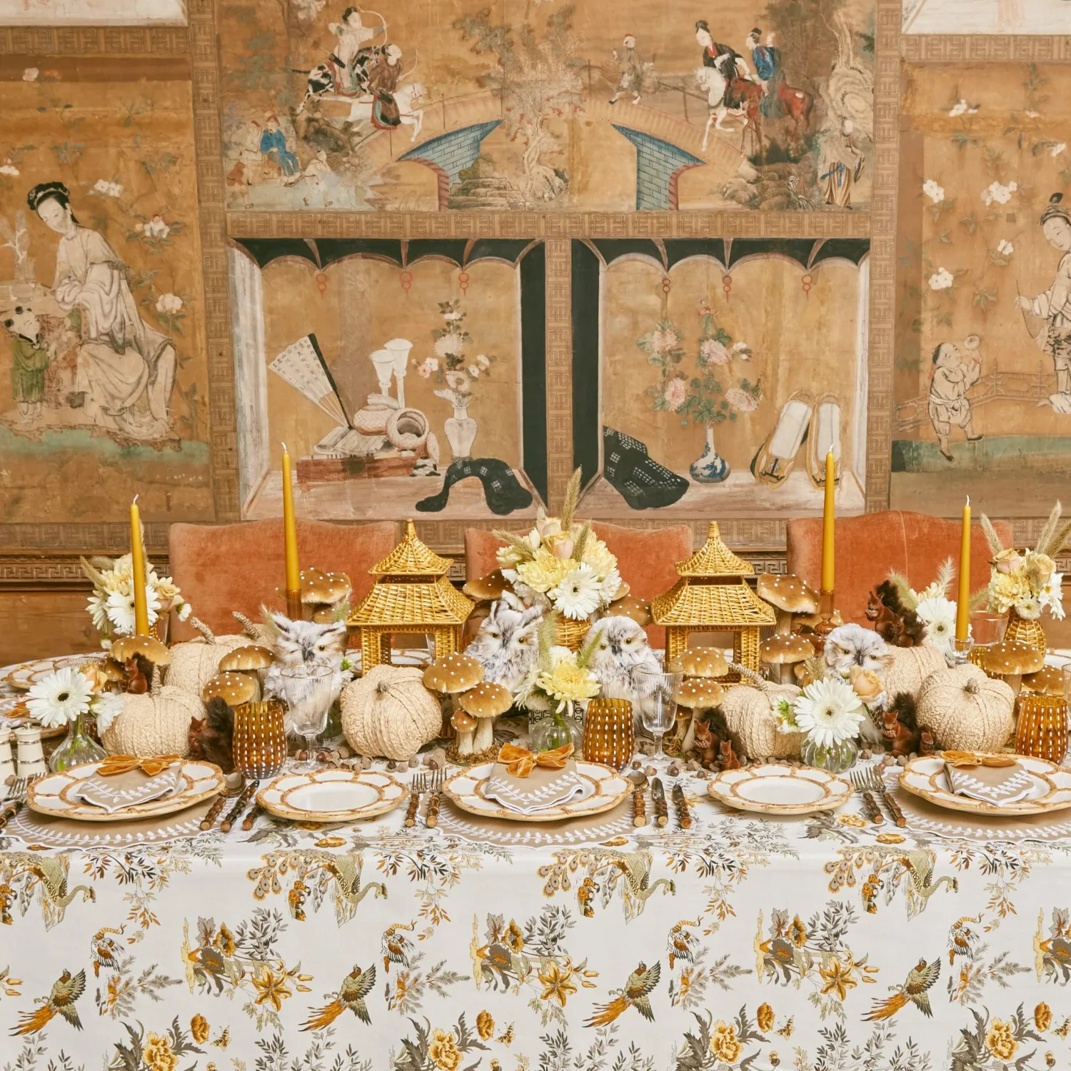 Mrs. Alice Raffia Pumpkin Family< Autumn Decorations