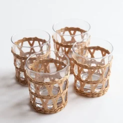 Mrs. Alice Raffia Water Glasses (Set of 4)< Summer Glassware | Glasses