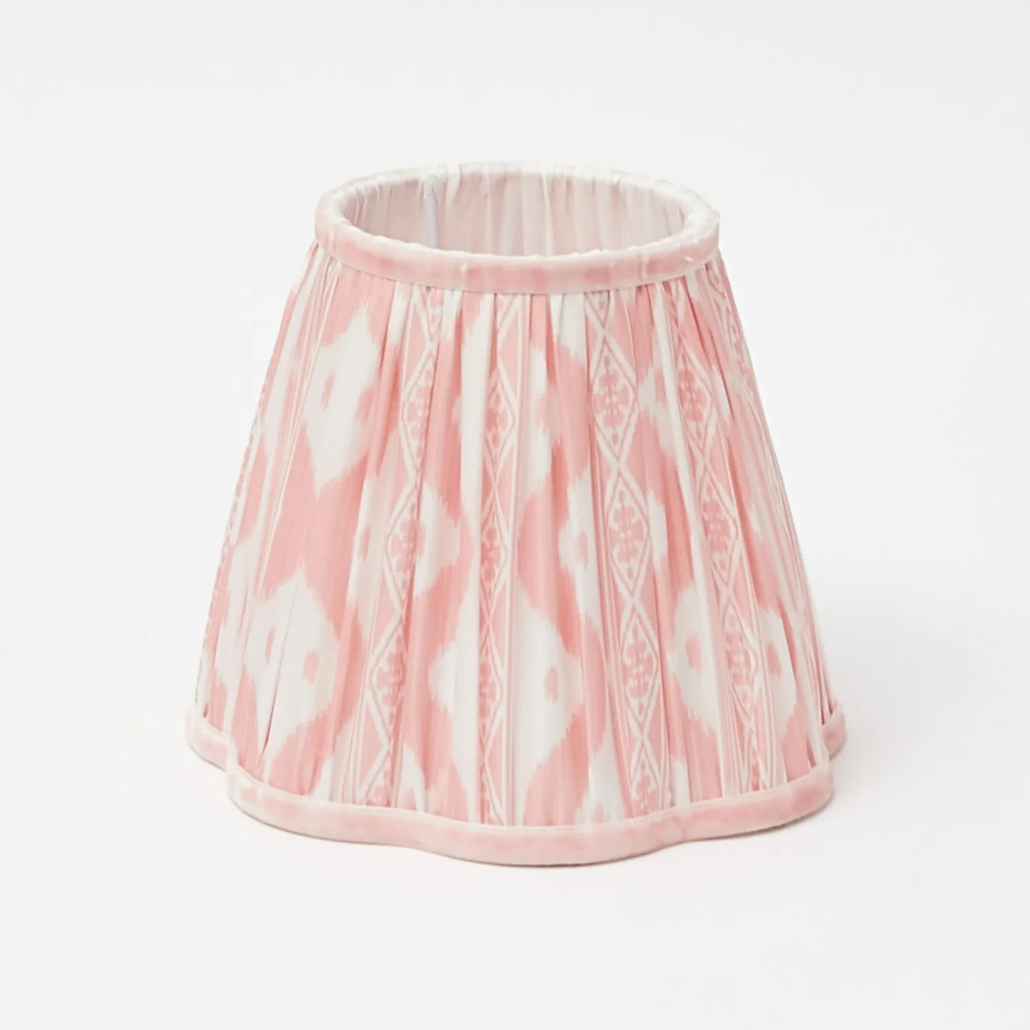 Mrs. Alice Rattan Bardot Rechargeable Lamp with Pink Ikat Shade (18cm)< Rechargeable Table Lamps
