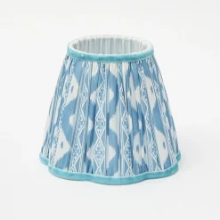 Mrs. Alice Rattan Bardot Rechargeable Lamp with Blue Ikat Shade (18cm)< Rechargeable Table Lamps