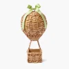 Mrs. Alice Rattan Hot Air Balloon with Green Grosgrain Bow< Spring Decorations