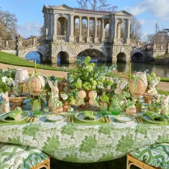 Mrs. Alice Rattan Hot Air Balloon with Green Grosgrain Bow< Spring Decorations