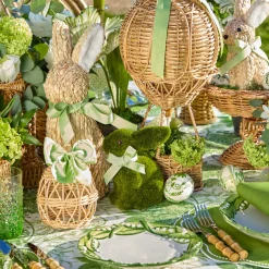 Mrs. Alice Rattan Hot Air Balloon with Green Grosgrain Bow< Spring Decorations