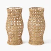 Mrs. Alice Rattan Hurricane Lantern (Pair)< Summer Glassware | Summer Candleware