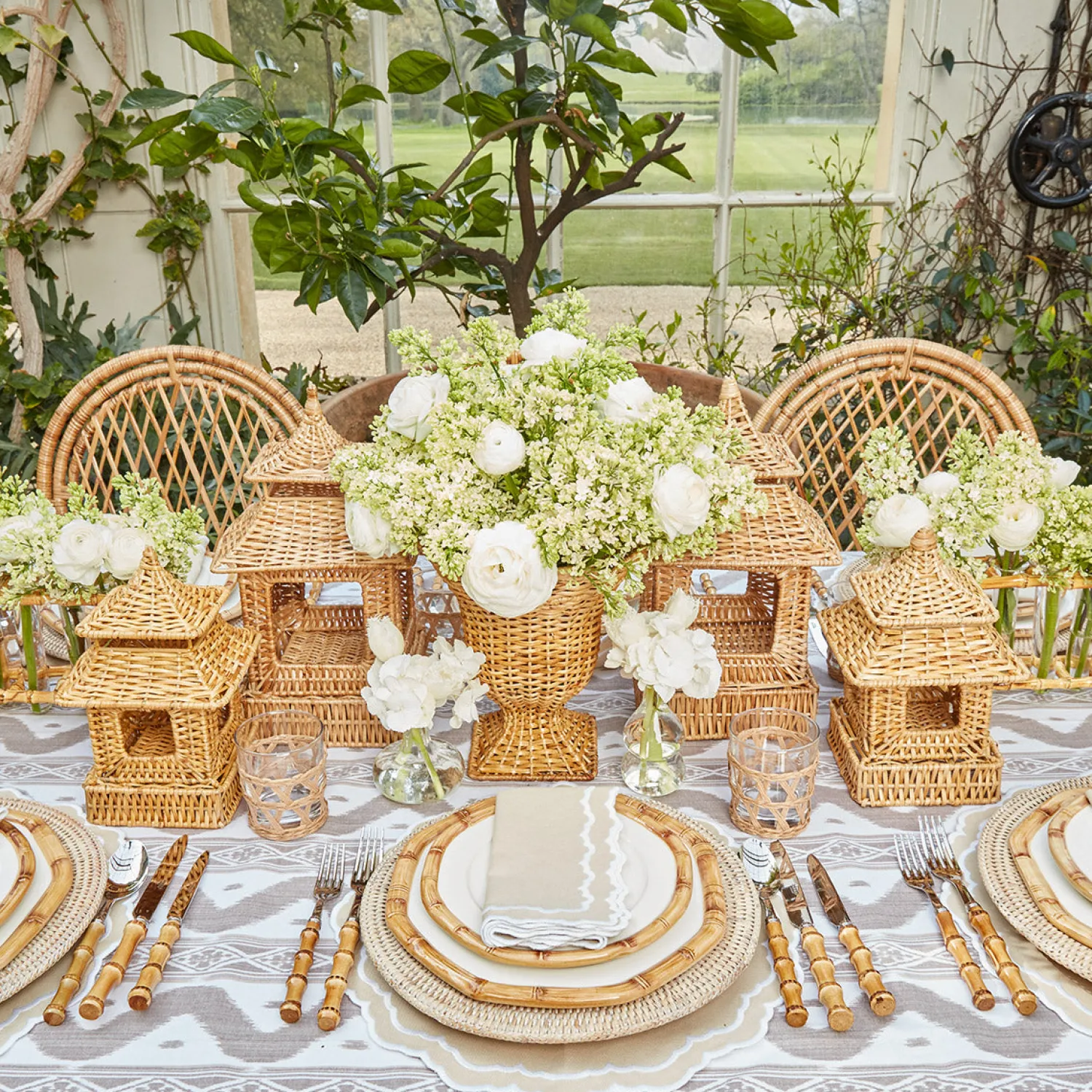 Mrs. Alice Rattan Pagoda Lantern< Year-round Decorations | Spring Decorations