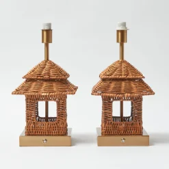 Mrs. Alice Rattan Rechargeable Pagoda Lamp< Rechargeable Table Lamps | Lamp Stands