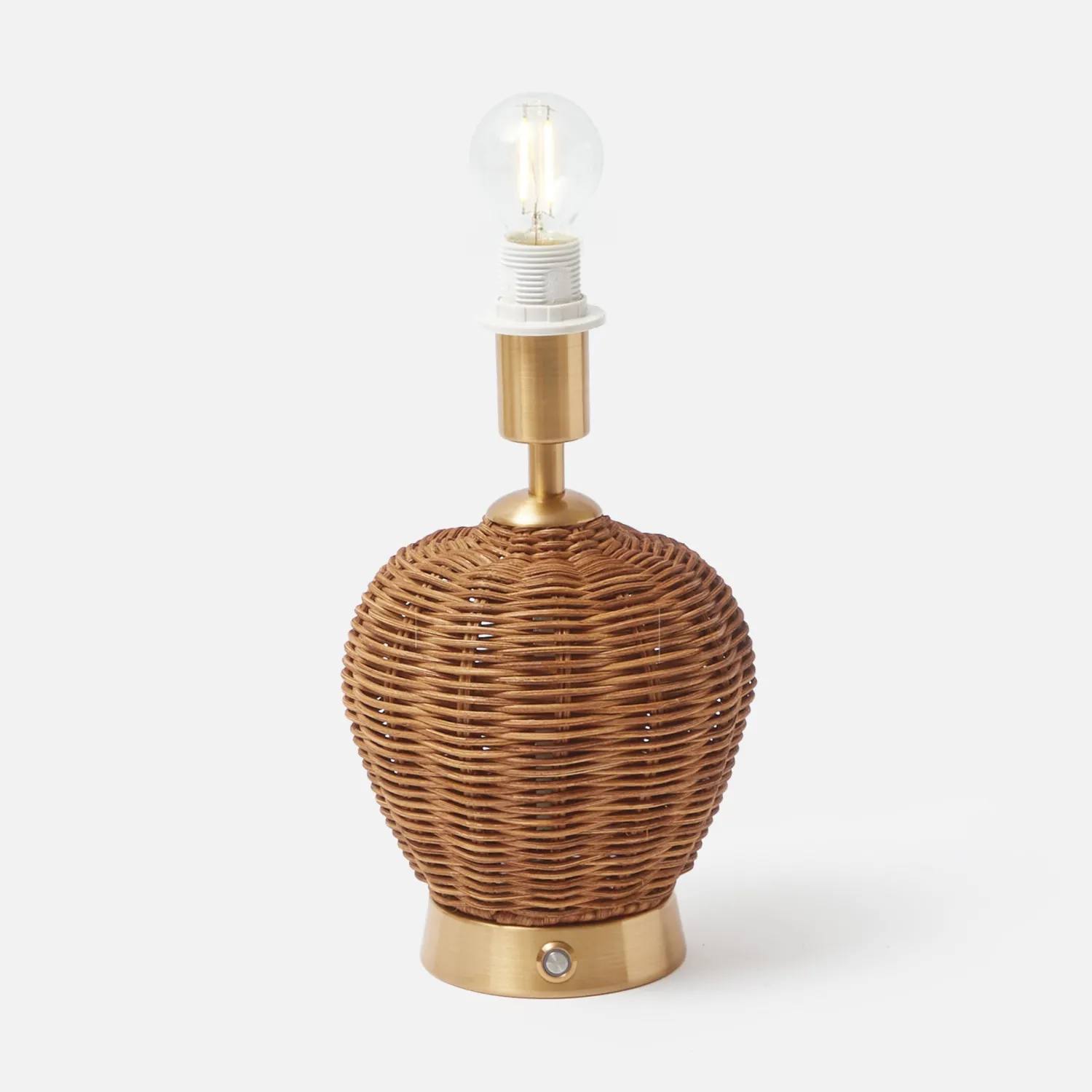 Mrs. Alice Rattan Ursula Rechargeable Lamp with Chocolate Lotus Shade (18cm)< Rechargeable Table Lamps