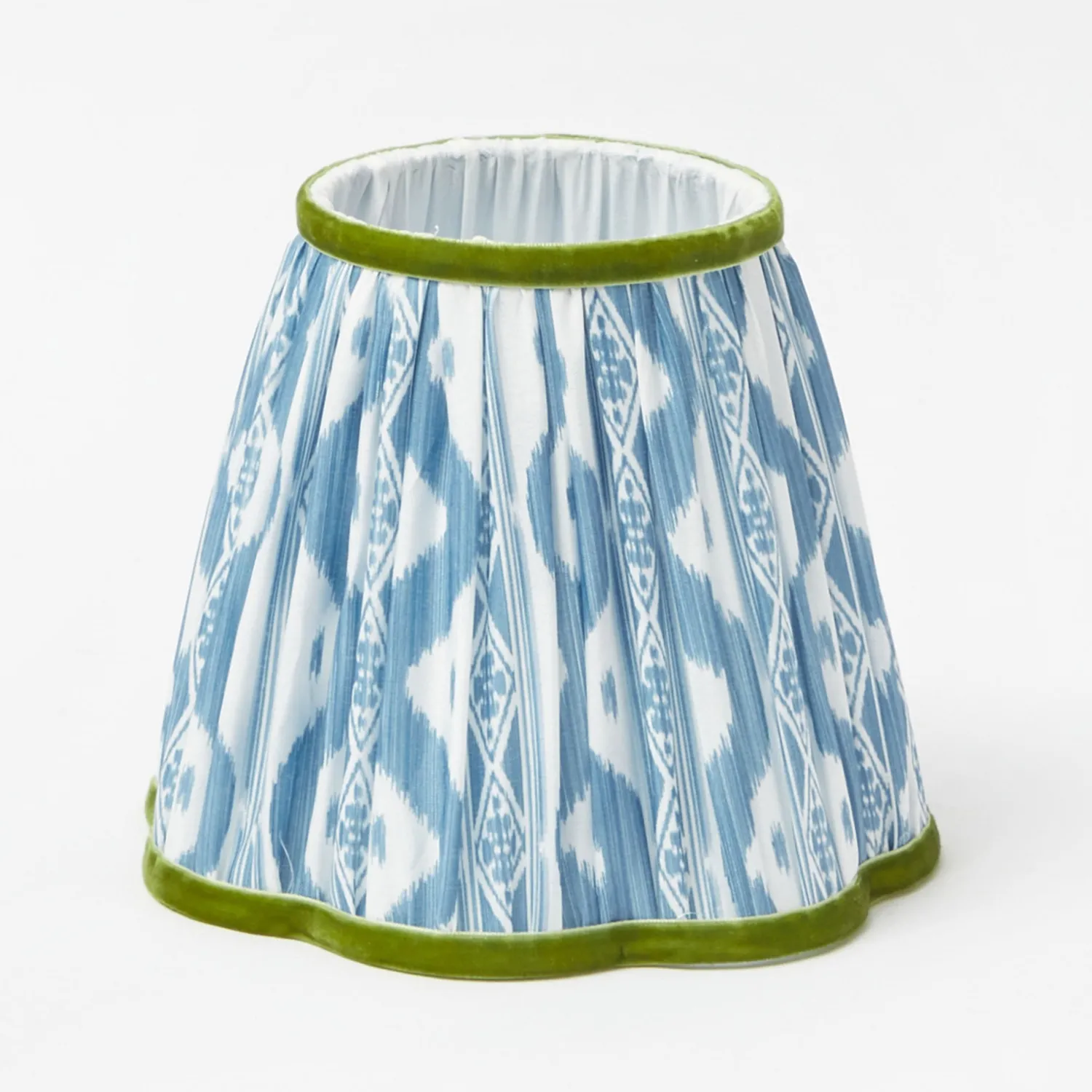 Mrs. Alice Rattan Ursula Rechargeable Lamp with Blue & Green Ikat Shade (18cm)< Rechargeable Table Lamps
