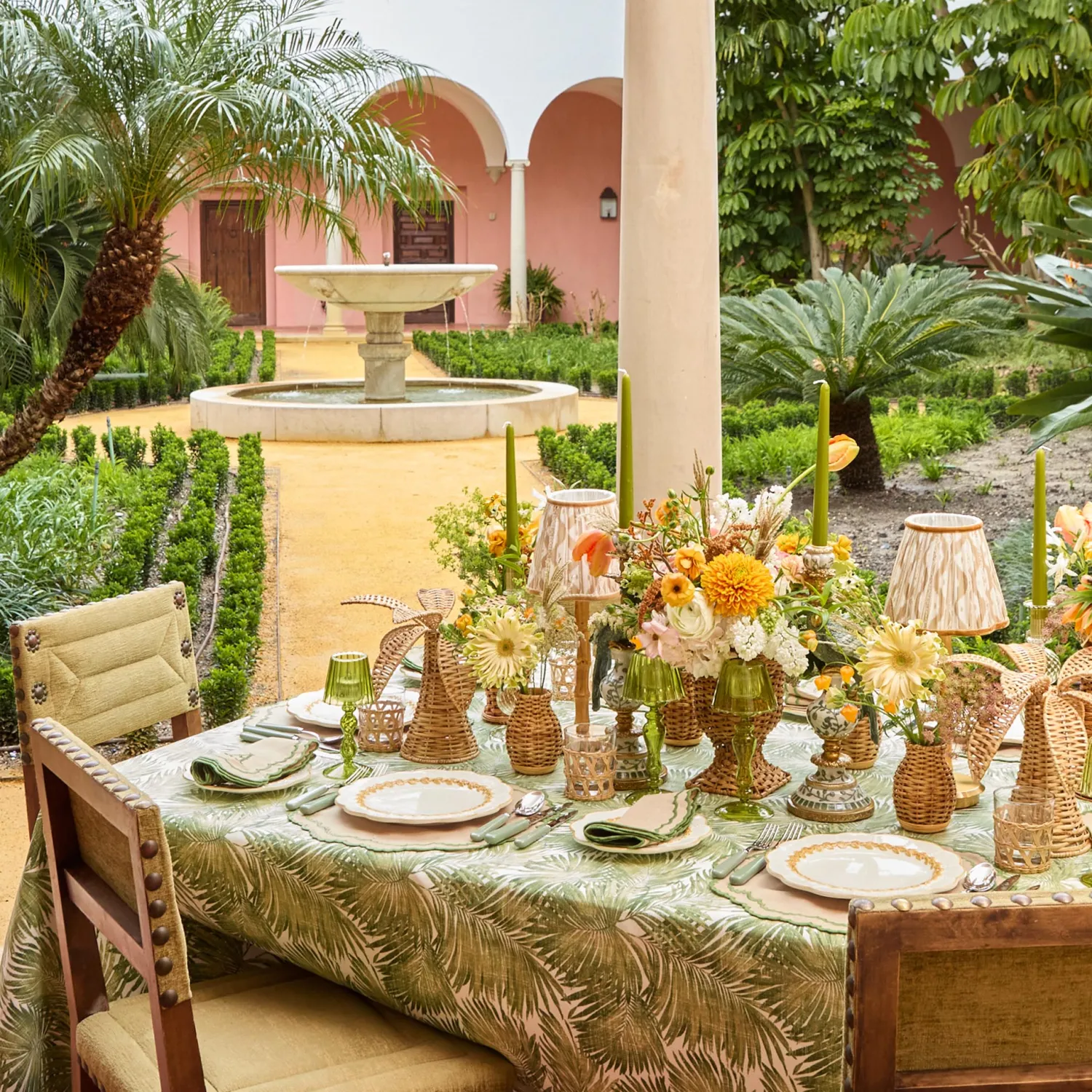 Mrs. Alice Rechargeable Bamboo Lamp with Putty Ikat Shade (18cm)< Rechargeable Table Lamps | Summer Lighting