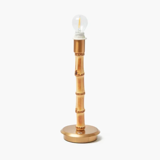 Mrs. Alice Rechargeable Bamboo Lamp with Green Seagrass Shade< Rechargeable Table Lamps