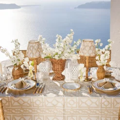 Mrs. Alice Rechargeable Bamboo Lamp with Putty Ikat Shade (18cm)< Rechargeable Table Lamps | Summer Lighting