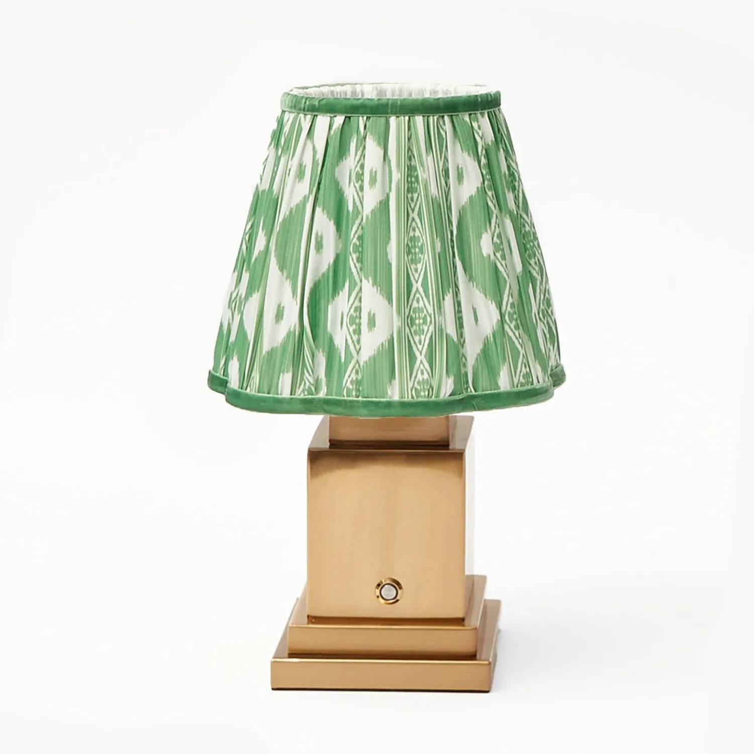 Mrs. Alice Rechargeable Lamp with Green Ikat Shade (18cm)< Rechargeable Table Lamps