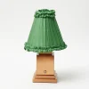 Mrs. Alice Rechargeable Lamp with Green Frilled Shade (18cm)< Rechargeable Table Lamps