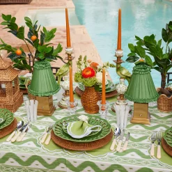 Mrs. Alice Rechargeable Lamp with Green Frilled Shade (18cm)< Rechargeable Table Lamps