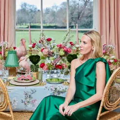 Mrs. Alice Rechargeable Lamp with Green Frilled Shade (18cm)< Rechargeable Table Lamps