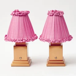 Mrs. Alice Rechargeable Lamp with Pink Frilled Shade (18cm)< Rechargeable Table Lamps | Summer Lighting